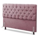 Ver imagem 1 de Cabeceira Cama Box Casal King Size Lylla 195cm Capitonê com Frame Veludo Rosê - Desk Design