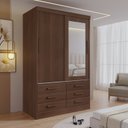 Ver imagem 1 de Guarda-Roupa 2 Portas de Correr com Espelho 6 Gavetas Meridian Gold Castanho