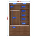 Ver imagem 4 de Guarda-Roupa 2 Portas de Correr com Espelho 6 Gavetas Meridian Gold Castanho