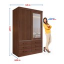 Ver imagem 3 de Guarda-Roupa 2 Portas de Correr com Espelho 6 Gavetas Meridian Gold Castanho