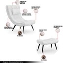 Ver imagem 3 de Conjunto Poltrona e Puff Decorativo Sala de Estar Pés Palito Letty PU Branco G19 - Gran Belo