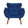 Poltrona Odisseia Suede Pés Palito Castanho D'Rossi - Azul Royal - 2