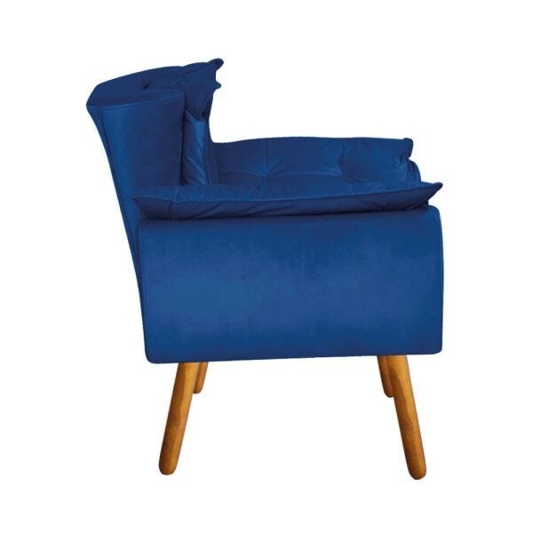 Poltrona Odisseia Suede Pés Palito Castanho D'Rossi - Azul Royal - 3