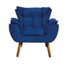 Kit 2 Poltronas Odisseia Suede Pés Palito Castanho D'Rossi - Azul Royal - 4