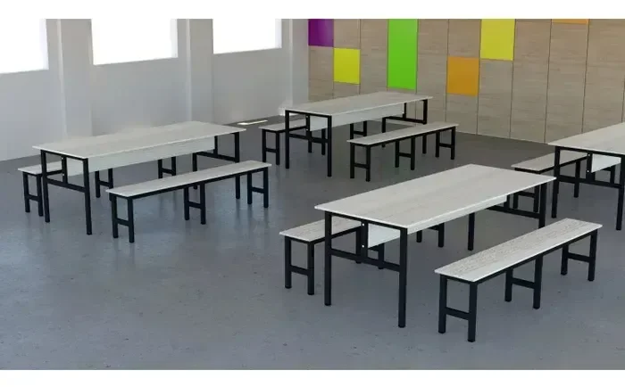 Conjunto Mesa Refeitório 8 Lugares com Banco Separado Copa Fresno Preto - 4
