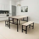 Ver imagem 1 de Conjunto Mesa Refeitório 8 Lugares com Banco Separado Copa Fresno Preto