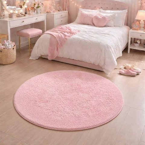 Tapete Redondo Infantil Rosa Bebê Antiderrapante Milano Soft:1.50