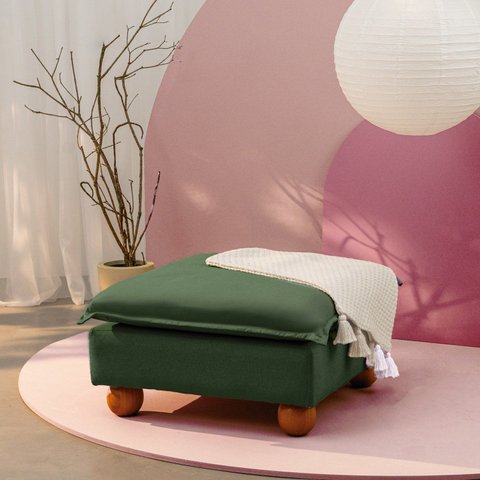 Puff Modular com Pé Bolinha Sôma CabeCasa MadeiraOriginals