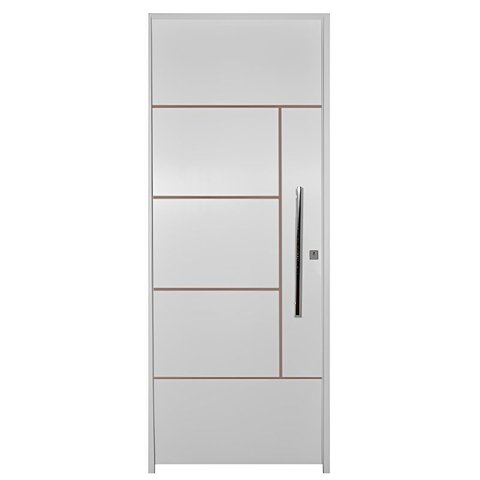 Porta de Madeira Semi-oca Prime Atenas Frisada Bat11 Cm Eco Fech Rolete e Pux-210ax92l Lado Esquerdo