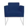 Poltrona Marisa Suede Base Metálica Branca D'Rossi - Azul Marinho - 2
