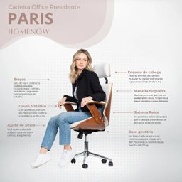 Cadeira de Escritório Moderna Alta Presidente Paris:branco - 3