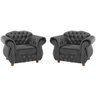 Kit Duas Poltronas Chesterfield Merlo Suede Cinza / decoracao, sala tv estar, recepcao - 1