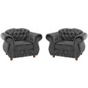 Ver imagem 1 de Kit Duas Poltronas Chesterfield Merlo Suede Cinza / decoracao, sala tv estar, recepcao