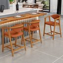 Ver imagem 2 de Kit 04 Banquetas Baixa Cozinha Sala de Jantar Bancada Cecília L02 Tecido Terracota - Lyam Decor