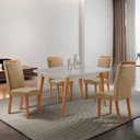 Ver imagem 1 de Mesa de Jantar Copper 120cm Tampo MDF Vidro Canto Copo com 4 Cadeiras Aline