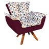 Kit 2 Poltronas e 1 Puff Giratório Opala Composê D87 Suede Base Madeira - Vinho - 2