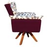Kit 2 Poltronas e 1 Puff Giratório Opala Composê D87 Suede Base Madeira - Vinho - 6