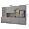 Cozinha Completa 6 Peças Americana Cinza com Cristaleira Tampo Nature - Móveis Henn - 4