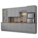 Ver imagem 1 de Cozinha Completa 6 Peças Americana Cinza com Cristaleira Tampo Nature - Móveis Henn