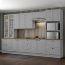 Ver imagem 2 de Cozinha Completa 6 Peças Americana Cinza com Cristaleira Tampo Nature - Móveis Henn