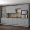 Cozinha Completa 6 Peças Americana Cinza com Cristaleira Tampo Nature - Móveis Henn - 2