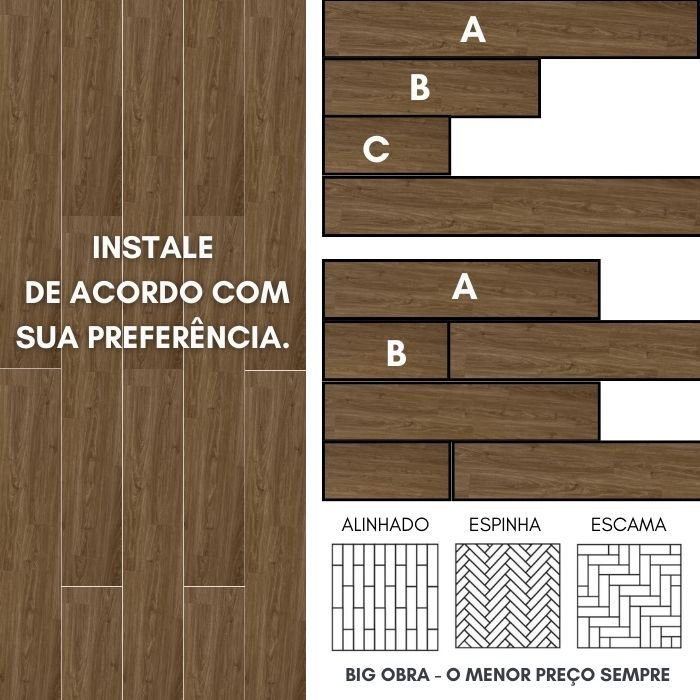 Piso Vinílico Colado 3mm com Proteção - Jacaranda - M2 - 6