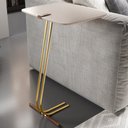Ver imagem 2 de Mesa Apoio Lateral para Sofá Lisboa Pé Dourado LarFlex:Laca Off White