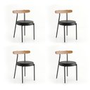 Ver imagem 3 de Cadeira Sala de Jantar Kit 4 Lizzie Base Tubular Preto Encosto Castanho PU D03 - D'Rossi