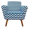 Poltrona Dora Estampado Zig Zag Azul Marinho D02 Pés Palito Castanho D'Rossi - 2