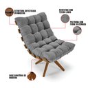 Ver imagem 6 de Poltrona Giratória Costela Linho Cinza A26 Base Madeira D'Rossi