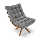 Ver imagem 1 de Poltrona Giratória Costela Linho Cinza A26 Base Madeira D'Rossi