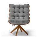 Ver imagem 3 de Poltrona Giratória Costela Linho Cinza A26 Base Madeira D'Rossi