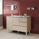 Ver imagem 5 de Balcão para Pia de 1,20 Mt Maceió com Gavetão Amendoa Off White Puxador Aluminio