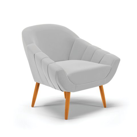 Poltrona Decorativa Pé Palito Castanho Giovana Suede Cinza D01- D'Rossi