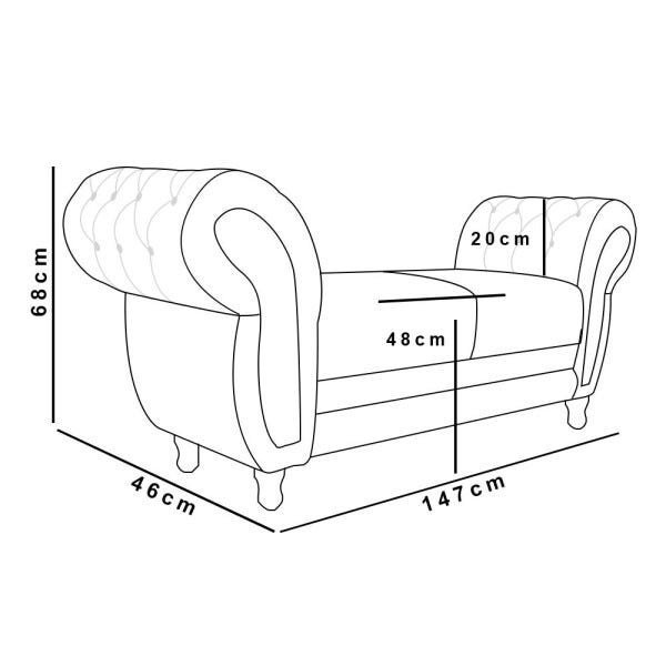 Sofá Retrô Barcelona Namoradeira Calçadeira Suede Marrom Rato com strass D'Rossi - 5