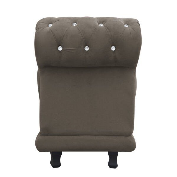 Sofá Retrô Barcelona Namoradeira Calçadeira Suede Marrom Rato com strass D'Rossi - 3
