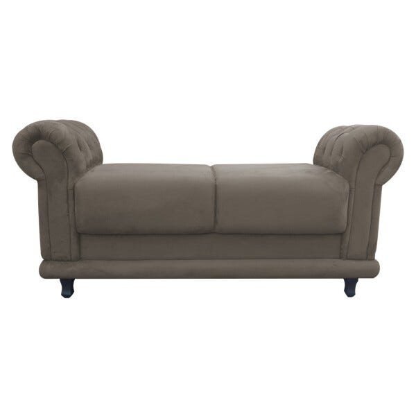 Sofá Retrô Barcelona Namoradeira Calçadeira Suede Marrom Rato com strass D'Rossi - 2