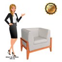 Ver imagem 4 de Poltrona Lucy Linho Base Madeira Castanho D'Rossi - Bege A19