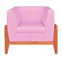 Ver imagem 3 de Poltrona Lucy Linho Base Madeira Castanho D'Rossi - Rosa Chiclete A08