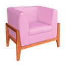 Ver imagem 1 de Poltrona Lucy Linho Base Madeira Castanho D'Rossi - Rosa Chiclete A08