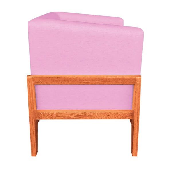 Kit 2 Poltronas Lucy Linho Base Madeira Castanho D'Rossi - Rosa Chiclete A08 - 4
