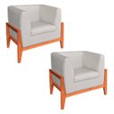 Ver imagem 1 de Kit 2 Poltronas Lucy Linho Base Madeira Castanho D'Rossi - Bege A19