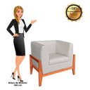 Ver imagem 5 de Kit 2 Poltronas Lucy Linho Bege A19 Base Madeira Castanho D'rossi