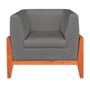 Ver imagem 2 de Kit 2 Poltronas Lucy Linho Cinza A26 Base Madeira Castanho D'Rossi