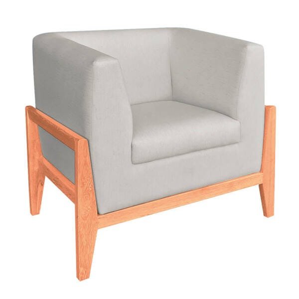 Kit 2 Poltronas Lucy Linho Base Madeira Natural D'Rossi - Bege A19 - 3