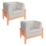 Kit 2 Poltronas Lucy Linho Base Madeira Natural D'Rossi - Bege A19 - 1