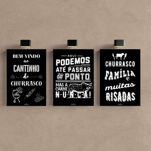 Kit 3 Quadro Decorativo Churrasco Área de Churrasqueira 28x20cm