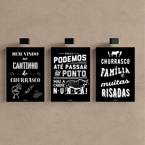Kit 3 Quadro Decorativo Churrasco Área de Churrasqueira 28x20cm
