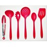 Kit 6 Peças Silicone Inteiriço Vermelho com Pinça 25.5 Cm. - 1