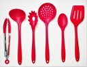 Ver imagem 1 de Kit 6 Peças Silicone Inteiriço Vermelho com Pinça 25.5 Cm.